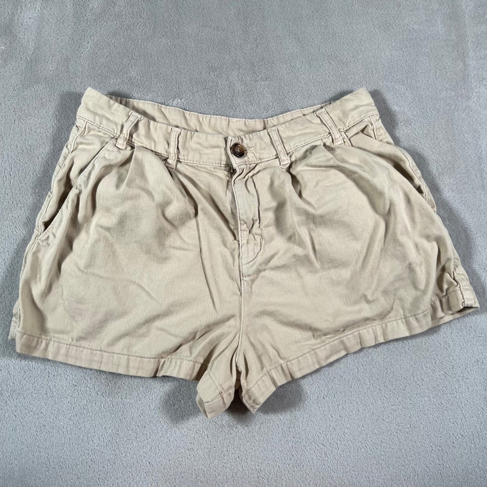 Free People Billie Chino Shorts Women's Size 6 Khaki Tan Pleated High Rise